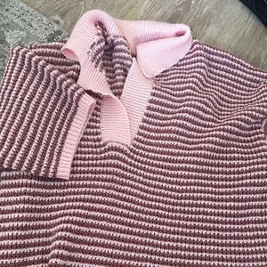 Striped Pink and White Women's Sweater